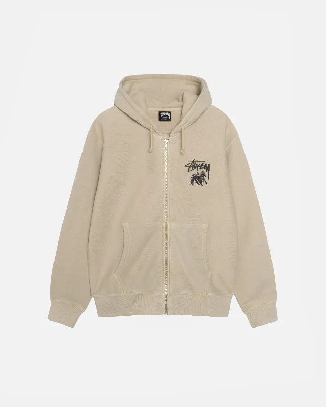 Women's oversized cropped hoodie with drawstrings for a trendy lookRASTA LION ZIP HOODIE PIGMENT DYED Women's oversized cropped hoodie with drawstrings for a trendy lookRASTA LION ZIP HOODIE PIGMENT DYED
