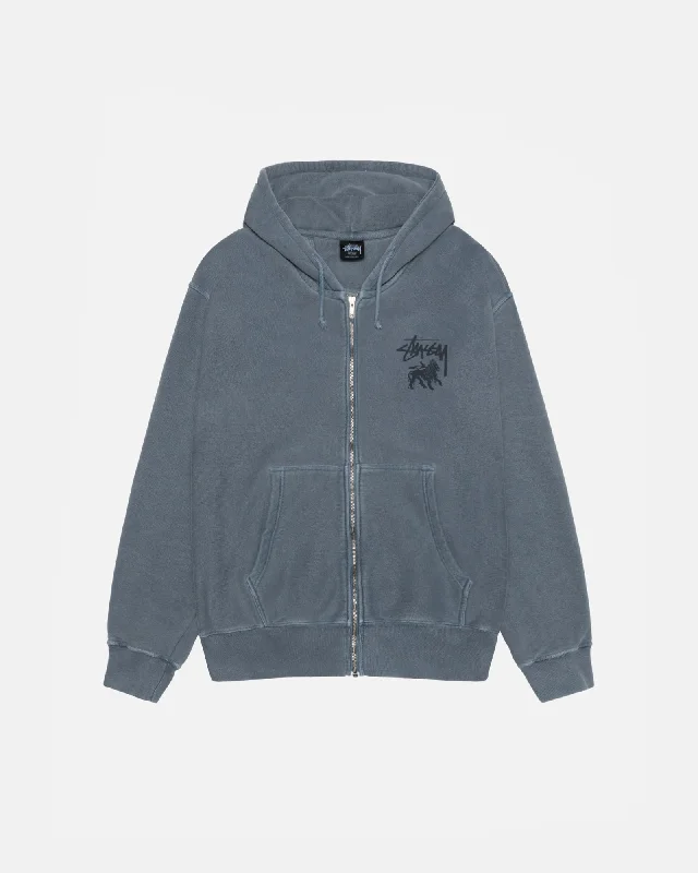 Women's crew - neck sweatshirt in a heather gray shade for a classic and versatile optionRASTA LION ZIP HOODIE PIGMENT DYED Women's crew - neck sweatshirt in a heather gray shade for a classic and versatile optionRASTA LION ZIP HOODIE PIGMENT DYED