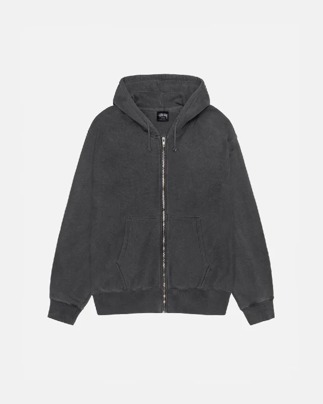 Women's hoodie with a kangaroo pocket and a pom - pom drawstring for added charmBUANA ZIP HOODIE PIGMENT DYED Women's hoodie with a kangaroo pocket and a pom - pom drawstring for added charmBUANA ZIP HOODIE PIGMENT DYED