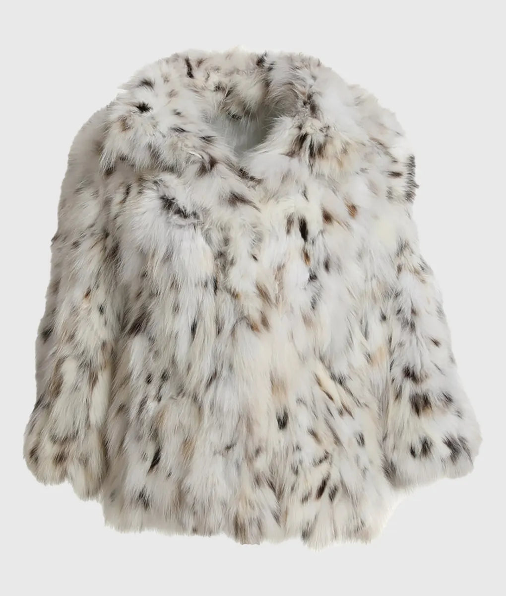 Real Fur Trimmed Headbands​Ami Women White Lynx Fur Jacket