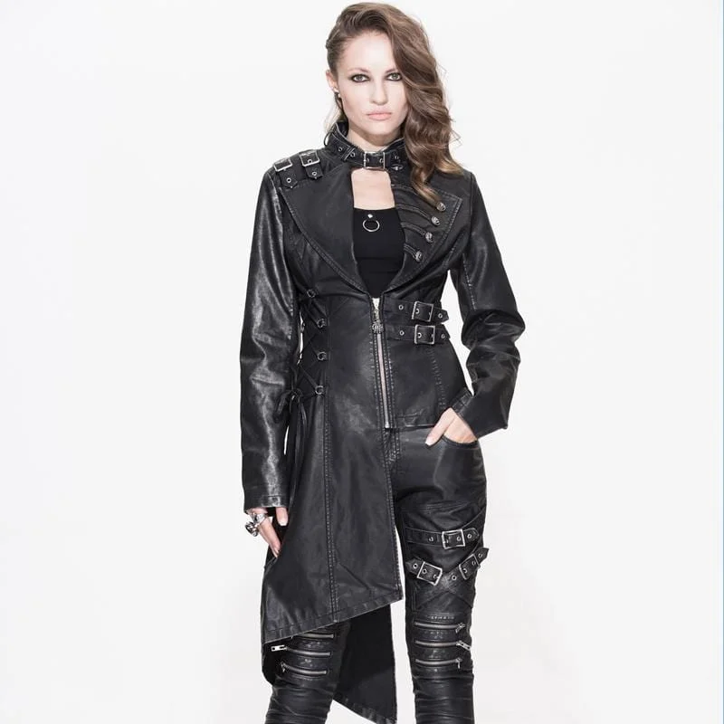 Women's shearling - lined suede jackets for ultimate warmth and luxuryWomen's Asymmetric Leather Punk Coat Women's shearling - lined suede jackets for ultimate warmth and luxuryWomen's Asymmetric Leather Punk Coat