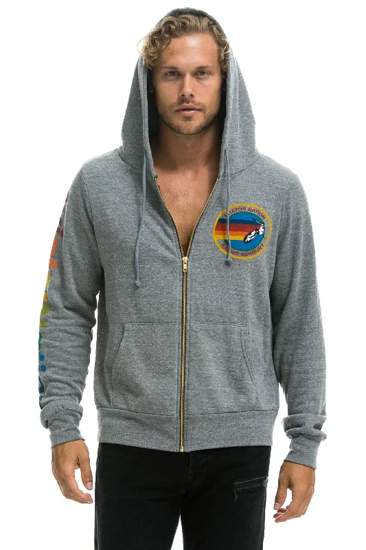 Women's quarter - zip sweatshirt made of organic cotton for eco - conscious fashionAVIATOR NATION HAIGHT ASHBURY HOODIE - HEATHER GREY Women's quarter - zip sweatshirt made of organic cotton for eco - conscious fashionAVIATOR NATION HAIGHT ASHBURY HOODIE - HEATHER GREY
