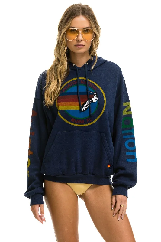 Women's zip - front sweatshirt with contrast stitching for a sporty aestheticAVIATOR NATION MIAMI RELAXED PULLOVER HOODIE - NAVY Women's zip - front sweatshirt with contrast stitching for a sporty aestheticAVIATOR NATION MIAMI RELAXED PULLOVER HOODIE - NAVY