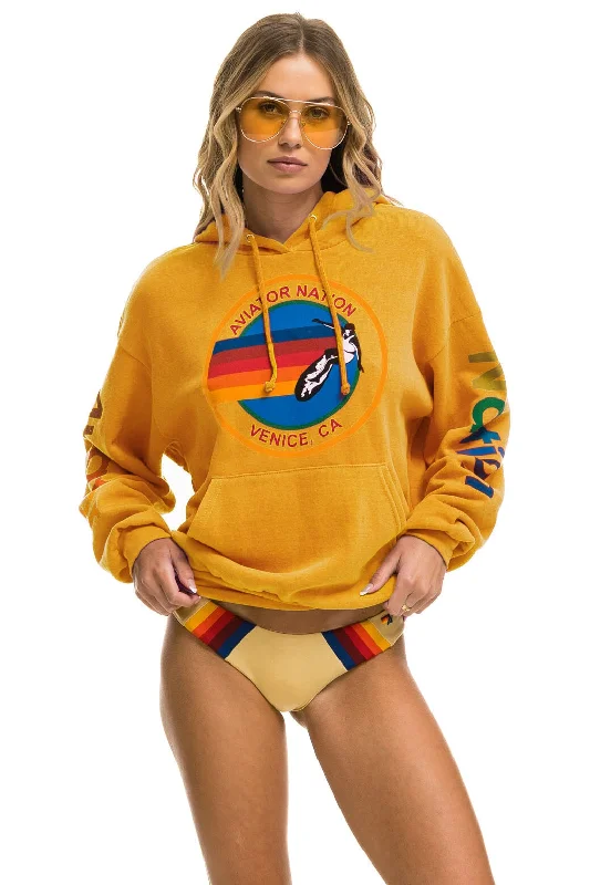 Women's tie - dye hoodie in bright colors for a retro and eye - catching styleAVIATOR NATION RELAXED PULLOVER HOODIE - GOLD Women's tie - dye hoodie in bright colors for a retro and eye - catching styleAVIATOR NATION RELAXED PULLOVER HOODIE - GOLD