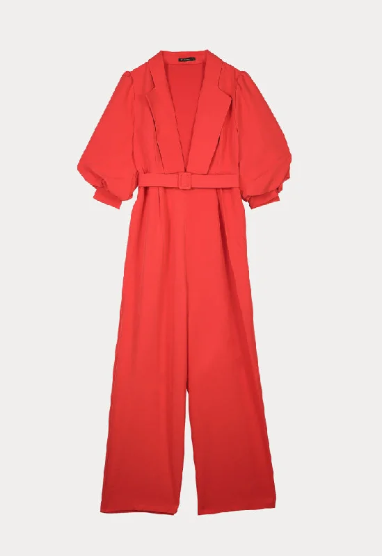Animal print women jumpsuits for a statement - making outfitBalloon Sleeve Solid Dress Combo