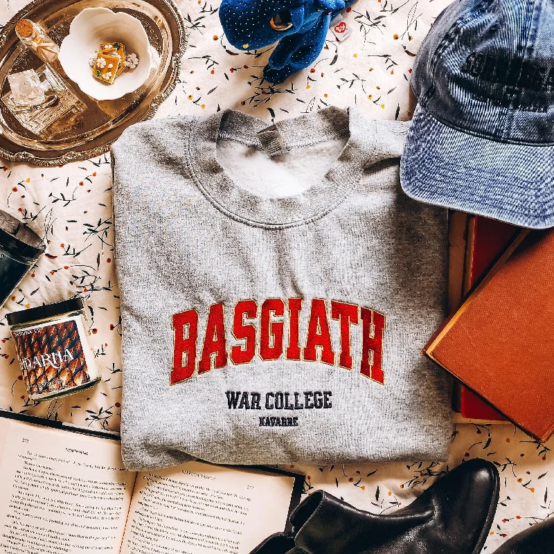 Women's crew - neck sweatshirt in a heather gray shade for a classic and versatile optionBasgiath War College Embroidered Sweatshirt Women's crew - neck sweatshirt in a heather gray shade for a classic and versatile optionBasgiath War College Embroidered Sweatshirt