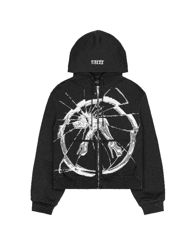 Women's hoodie with a glittery print for a glamorous and sparkly appearanceBlack Jessica Zip Hoodie Women's hoodie with a glittery print for a glamorous and sparkly appearanceBlack Jessica Zip Hoodie
