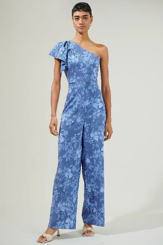 Women jumpsuits with cold - shoulder sleeves for a trendy styleBorage Floral Villa One Shoulder Jumpsuit Women jumpsuits with cold - shoulder sleeves for a trendy styleBorage Floral Villa One Shoulder Jumpsuit