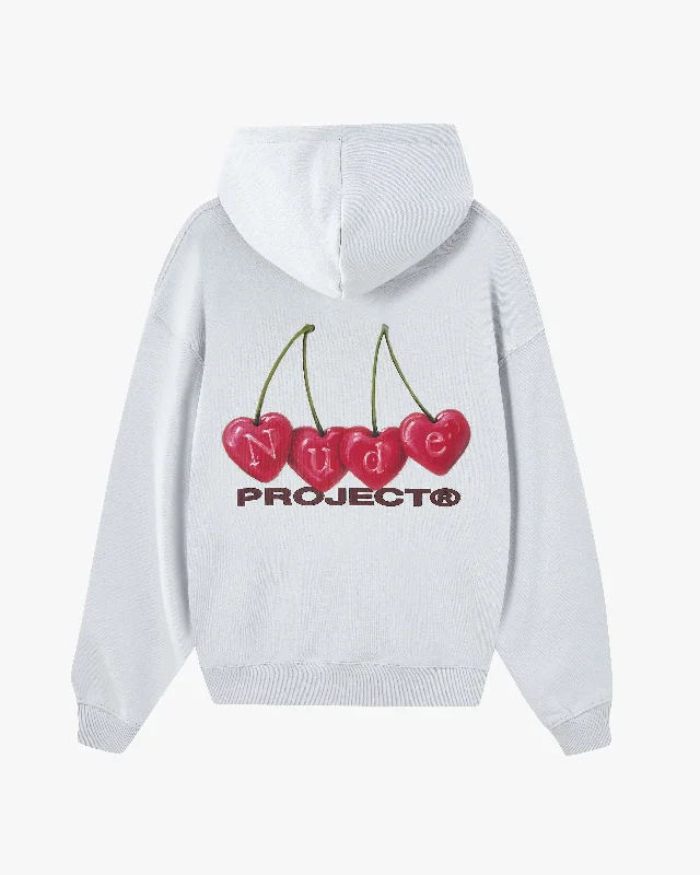Women's tie - front hoodie in a lightweight fabric for summer layeringCHERRY HOOD ICE GREY Women's tie - front hoodie in a lightweight fabric for summer layeringCHERRY HOOD ICE GREY