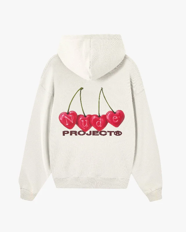 Women's sweatshirt with a mesh panel insert for breathability during workoutsCHERRY HOOD MARSHMALLOW Women's sweatshirt with a mesh panel insert for breathability during workoutsCHERRY HOOD MARSHMALLOW