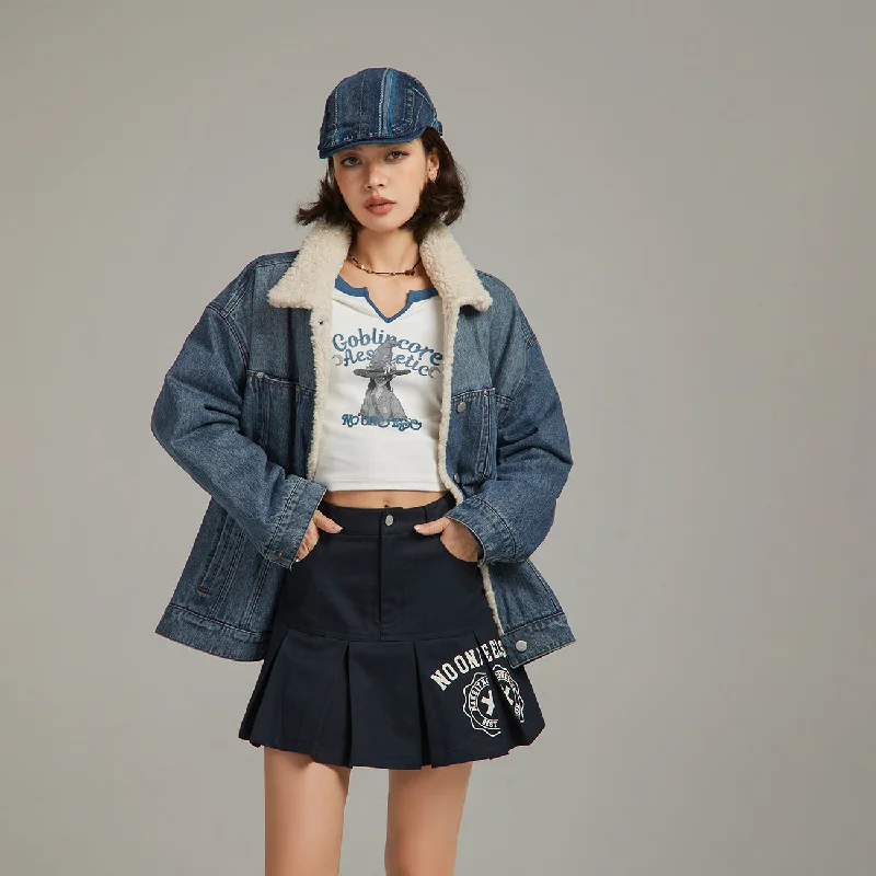 Women's bomber jackets with floral embroidery for a feminine and unique designFluffy Collar Denim Jacket Women's bomber jackets with floral embroidery for a feminine and unique designFluffy Collar Denim Jacket