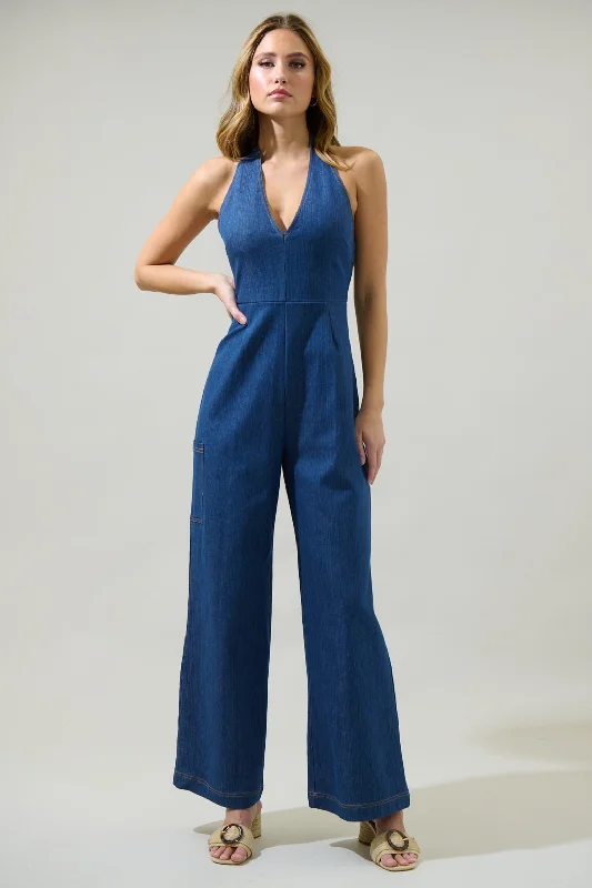 Sequined women jumpsuits for glamorous evening eventsDelia Denim Nixi Halter Neck Jumpsuit Sequined women jumpsuits for glamorous evening eventsDelia Denim Nixi Halter Neck Jumpsuit
