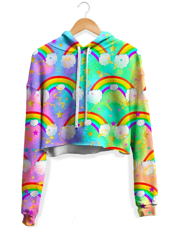 Women's graphic - printed sweatshirt featuring floral patterns for a feminine touchDreaming of Rainbows Fleece Crop Hoodie Women's graphic - printed sweatshirt featuring floral patterns for a feminine touchDreaming of Rainbows Fleece Crop Hoodie