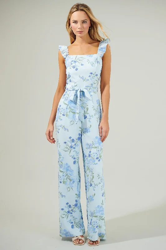 Women jumpsuits with a cinched waist for a defined silhouetteDusty Floss Floral Sleeveless Jumpsuit Women jumpsuits with a cinched waist for a defined silhouetteDusty Floss Floral Sleeveless Jumpsuit
