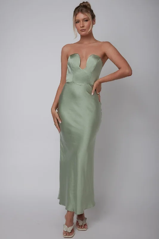Empire Waist Women Dress to Accentuate the Bust and Conceal the WaistEncore Strapless Satin Maxi Dress Olive Empire Waist Women Dress to Accentuate the Bust and Conceal the WaistEncore Strapless Satin Maxi Dress Olive