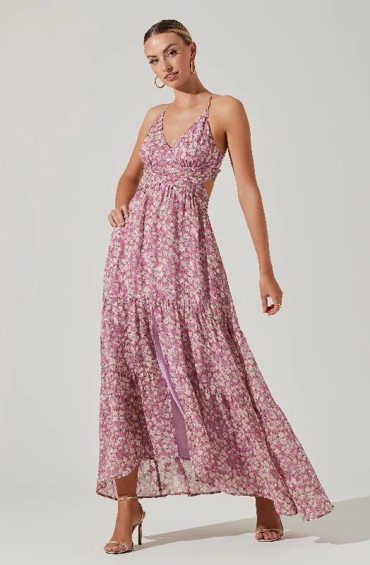 Ball Gown Women Dress with a Full Skirt for a Princess - like LookFrolic Floral Cutout Maxi Dress Ball Gown Women Dress with a Full Skirt for a Princess - like LookFrolic Floral Cutout Maxi Dress