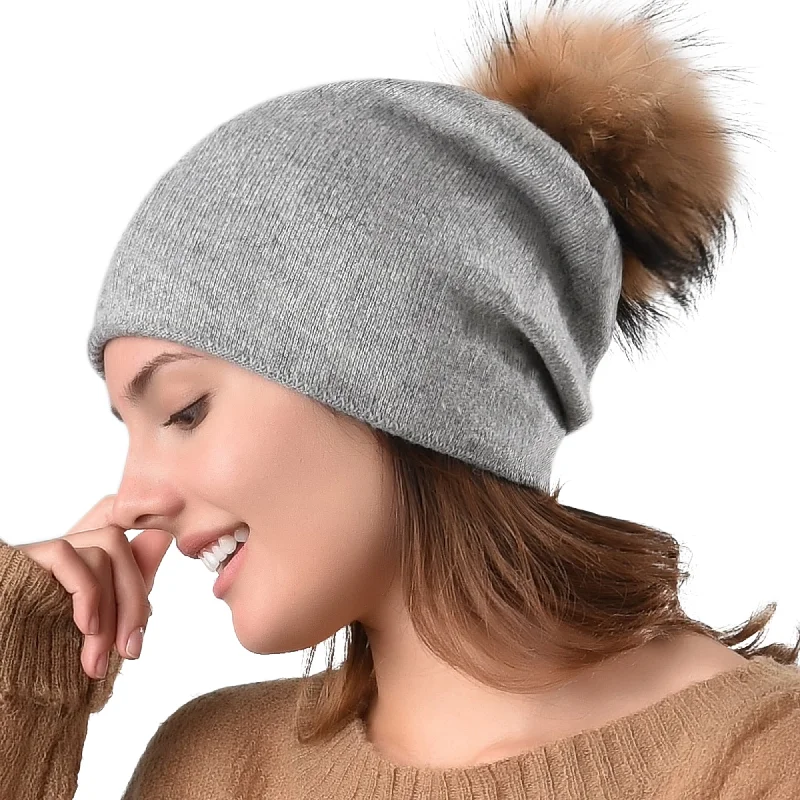 Real Fur Trimmed Nylon VestsFURTALK Women Winter Real Fur Slouchy Pompom Hat Drop Shipping AD011 Real Fur Trimmed Nylon VestsFURTALK Women Winter Real Fur Slouchy Pompom Hat Drop Shipping AD011