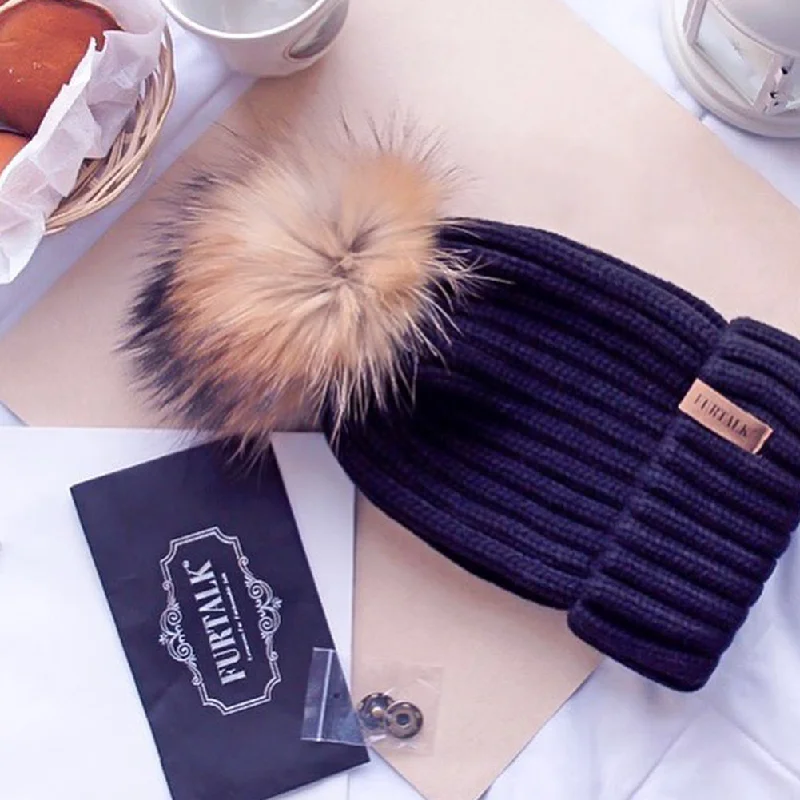 Real Fur Trimmed Satin DressesFURTALK Winter Women Real Fur PomPom Hat Drop Shipping HTWL001 Real Fur Trimmed Satin DressesFURTALK Winter Women Real Fur PomPom Hat Drop Shipping HTWL001