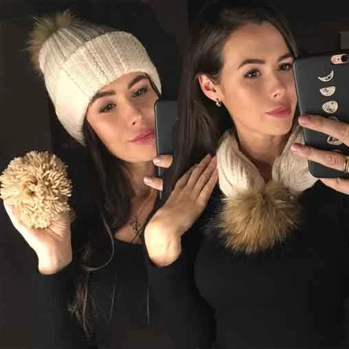 Real Fur Trimmed Woolen CoatsFURTALK Winter Women Real Fur Pom Pom Hat and ScarfDrop Shipping AD003 Real Fur Trimmed Woolen CoatsFURTALK Winter Women Real Fur Pom Pom Hat and ScarfDrop Shipping AD003