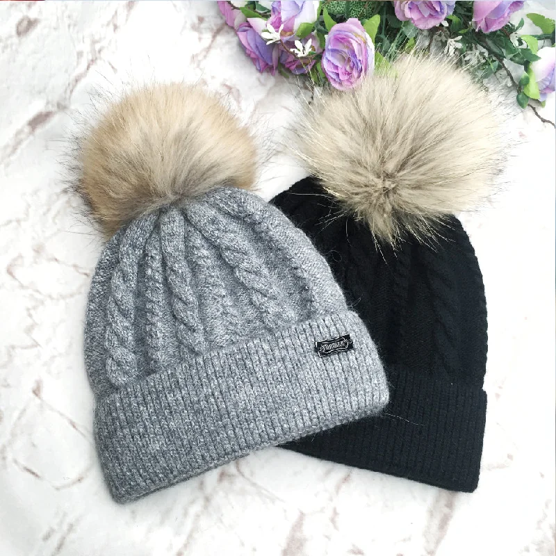 Real Fur Trimmed Robes for SpaFURTALK Women Winter Real Fur Pom Pom Hat Twist Drop Shipping AD001 Real Fur Trimmed Robes for SpaFURTALK Women Winter Real Fur Pom Pom Hat Twist Drop Shipping AD001