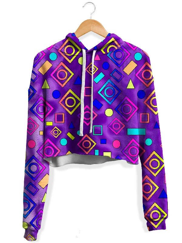 Women's long - sleeve cropped sweatshirt with ribbed cuffs for a snug fitGeometric On Purple Fleece Crop Hoodie Women's long - sleeve cropped sweatshirt with ribbed cuffs for a snug fitGeometric On Purple Fleece Crop Hoodie