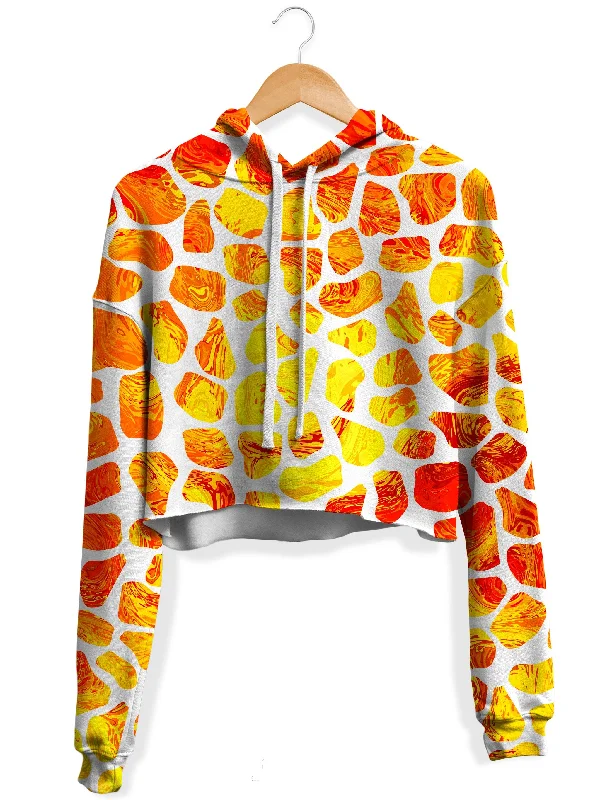 Women's hoodie with a detachable hood for customizable stylingGiraffe Pattern Fleece Crop Hoodie