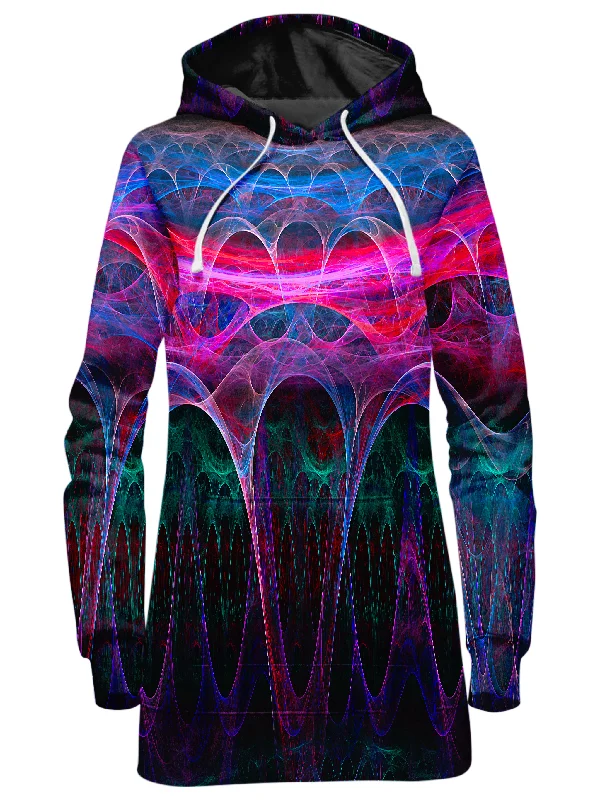 Women's sweatshirt with a mesh panel insert for breathability during workoutsHigh Frequency Hoodie Dress