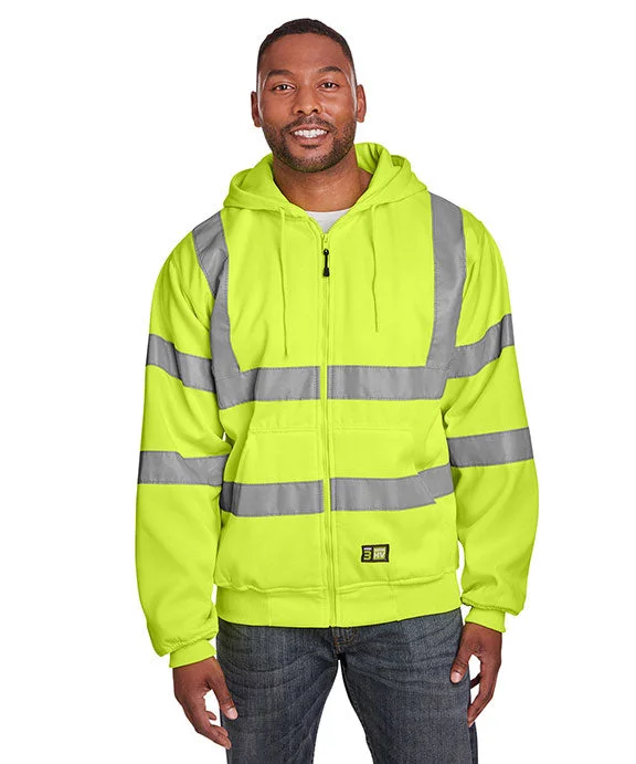 Women's hoodie with a detachable hood for customizable stylingHVF021 - Berne Mens Hi-Vis Class 3 Lined Full-Zip Hooded Sweatshirt | High Vis Yellow Women's hoodie with a detachable hood for customizable stylingHVF021 - Berne Mens Hi-Vis Class 3 Lined Full-Zip Hooded Sweatshirt | High Vis Yellow