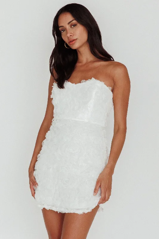 Plus Size Women Dress with a Flattering A - Line Cut for Comfort and StyleIn Paris Embellished Mini Dress White Plus Size Women Dress with a Flattering A - Line Cut for Comfort and StyleIn Paris Embellished Mini Dress White