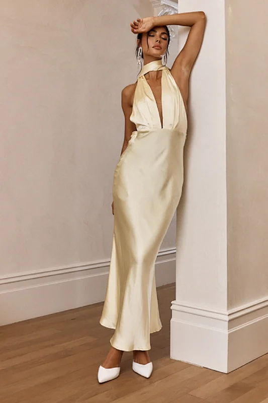 Halter Neck Women Dress to Show Off the Shoulders and NecklineItalia Azure Halterneck Maxi Dress Butter Halter Neck Women Dress to Show Off the Shoulders and NecklineItalia Azure Halterneck Maxi Dress Butter