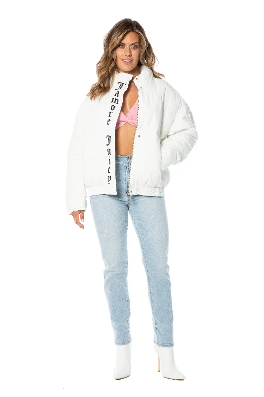 Women's zip - front sweatshirt with contrast stitching for a sporty aestheticMonogram Puffer Jacket Women's zip - front sweatshirt with contrast stitching for a sporty aestheticMonogram Puffer Jacket