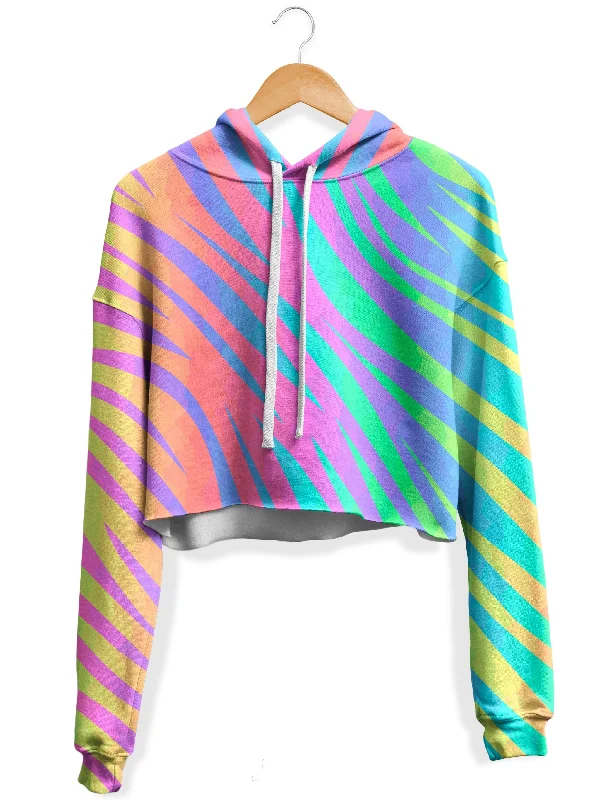 Women's zip - up sweatshirt in pastel blue for a soft and stylish outfitJungle Print Fleece Crop Hoodie Women's zip - up sweatshirt in pastel blue for a soft and stylish outfitJungle Print Fleece Crop Hoodie