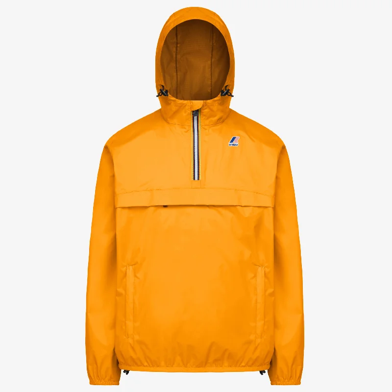 Women's windbreaker jackets with adjustable hoods for windy daysLeon - Packable Quarter Zip Rain Jacket in Orange Women's windbreaker jackets with adjustable hoods for windy daysLeon - Packable Quarter Zip Rain Jacket in Orange