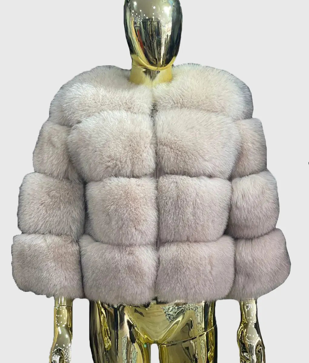 Real Fur - Trimmed Bags for Travel​Lenny Women White Fox Fur Coat