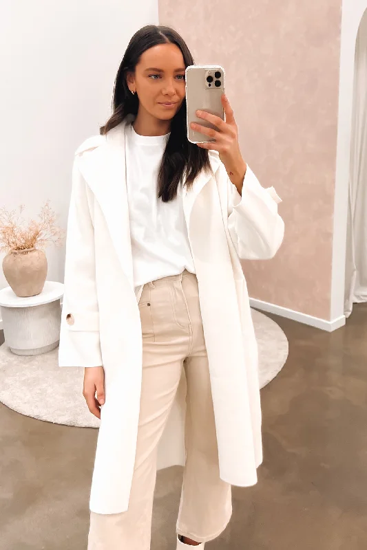 Women's cropped leather jackets with a fringe detail for a western - inspired outfitLilli Coatigan White