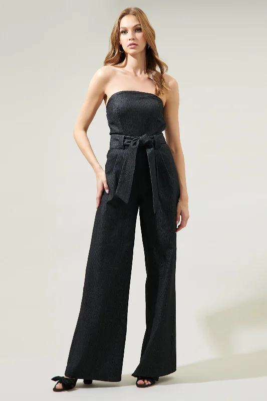 Women jumpsuits with a criss - cross back for a flirty and eye - catching detailMaverick Denim Tube Top Wide Leg Jumpsuit Women jumpsuits with a criss - cross back for a flirty and eye - catching detailMaverick Denim Tube Top Wide Leg Jumpsuit