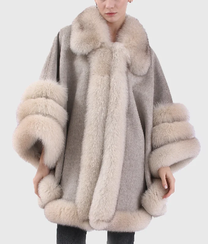 Real Fur Trimmed Boots for ToddlersNeo Women Grey Long Cashmere Coat With Mink Fur Collar Real Fur Trimmed Boots for ToddlersNeo Women Grey Long Cashmere Coat With Mink Fur Collar