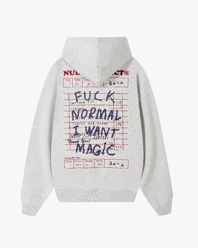 Women's cropped sweatshirt with a lace - trimmed hem for a romantic lookFUCK NORMAL HOOD GREY MELANGE Women's cropped sweatshirt with a lace - trimmed hem for a romantic lookFUCK NORMAL HOOD GREY MELANGE