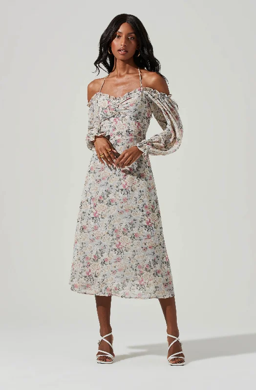 Off - the - Shoulder Women Dress for a Romantic and Feminine LookOff Shoulder Long Sleeve Cinched Bust Midi Dress Off - the - Shoulder Women Dress for a Romantic and Feminine LookOff Shoulder Long Sleeve Cinched Bust Midi Dress