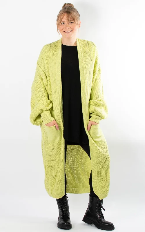Women's long - length wool blend jackets for a warm and stylish winter lookOttie Oversized Cardigan | Lime Women's long - length wool blend jackets for a warm and stylish winter lookOttie Oversized Cardigan | Lime