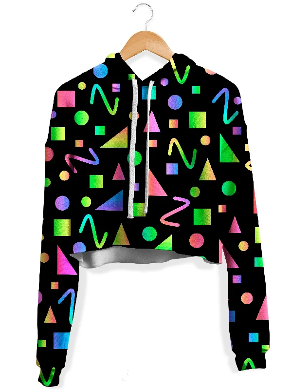 Women's tie - dye hoodie in bright colors for a retro and eye - catching styleParty Geometric Fleece Crop Hoodie Women's tie - dye hoodie in bright colors for a retro and eye - catching styleParty Geometric Fleece Crop Hoodie