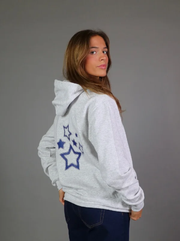 Women's long - sleeve cropped sweatshirt with ribbed cuffs for a snug fitPIXEL STARS HOODIE (rygprint) - GRÅ Women's long - sleeve cropped sweatshirt with ribbed cuffs for a snug fitPIXEL STARS HOODIE (rygprint) - GRÅ