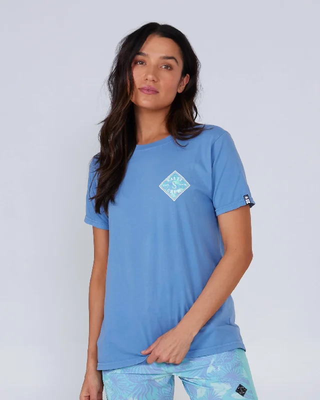 Women's military - style jackets with epaulets for a tough and fashionable appearancePrinted Tippet Boyfriend S/S Tee - Blue Dusk Women's military - style jackets with epaulets for a tough and fashionable appearancePrinted Tippet Boyfriend S/S Tee - Blue Dusk