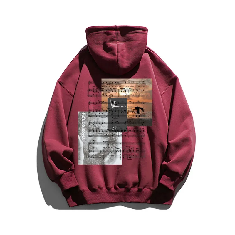 Women's oversized cropped hoodie with drawstrings for a trendy lookPure Color Music Chess Score Hoodie Women's oversized cropped hoodie with drawstrings for a trendy lookPure Color Music Chess Score Hoodie