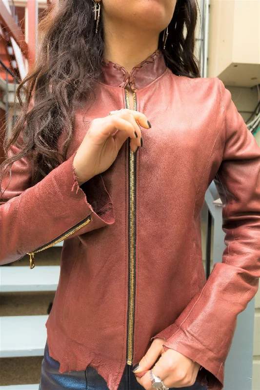 Women's bomber jackets with floral embroidery for a feminine and unique designRaw Edge Zip Jacket with Handlacing Women's bomber jackets with floral embroidery for a feminine and unique designRaw Edge Zip Jacket with Handlacing