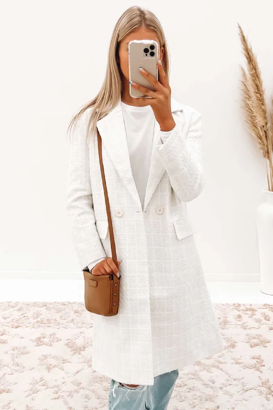Women's denim jackets with a patchwork design for a bohemian and artsy styleRorie Coat White Women's denim jackets with a patchwork design for a bohemian and artsy styleRorie Coat White
