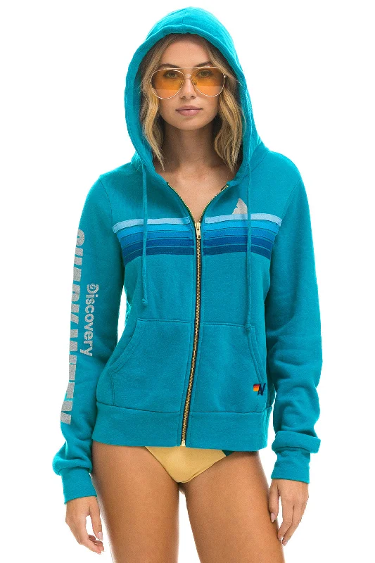 Women's quarter - zip sweatshirt made of organic cotton for eco - conscious fashionSHARK WEEK 2024 ZIP HOODIE - TEAL Women's quarter - zip sweatshirt made of organic cotton for eco - conscious fashionSHARK WEEK 2024 ZIP HOODIE - TEAL
