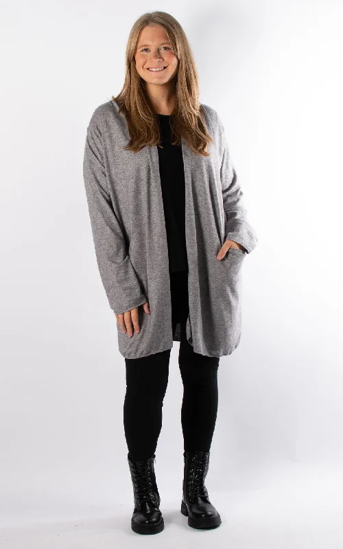 Women's denim jackets with a patchwork design for a bohemian and artsy styleSoft Knit Cardigan | Grey Women's denim jackets with a patchwork design for a bohemian and artsy styleSoft Knit Cardigan | Grey