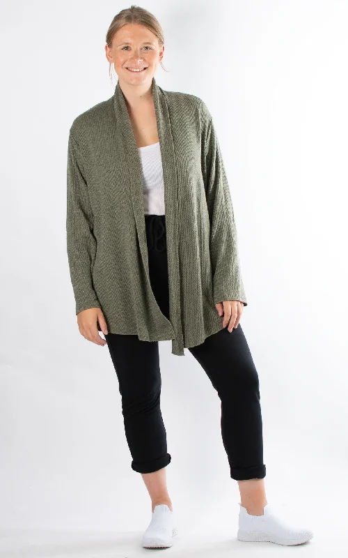 Women's denim jackets with distressed details for a casual and edgy lookSusanna Soft Touch Cardigan | Khaki Women's denim jackets with distressed details for a casual and edgy lookSusanna Soft Touch Cardigan | Khaki