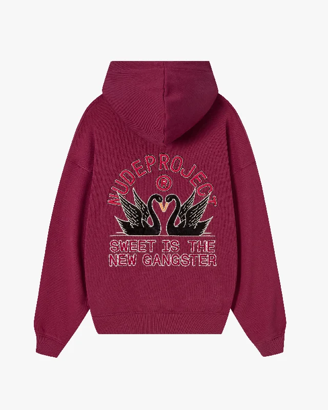 Women's hoodie with a detachable hood for customizable stylingSWANS HOOD BURGUNDY